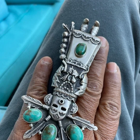 Vintage Navajo ring kachina dancer ring sterling SZ 7.5 - Picture 6 of 9